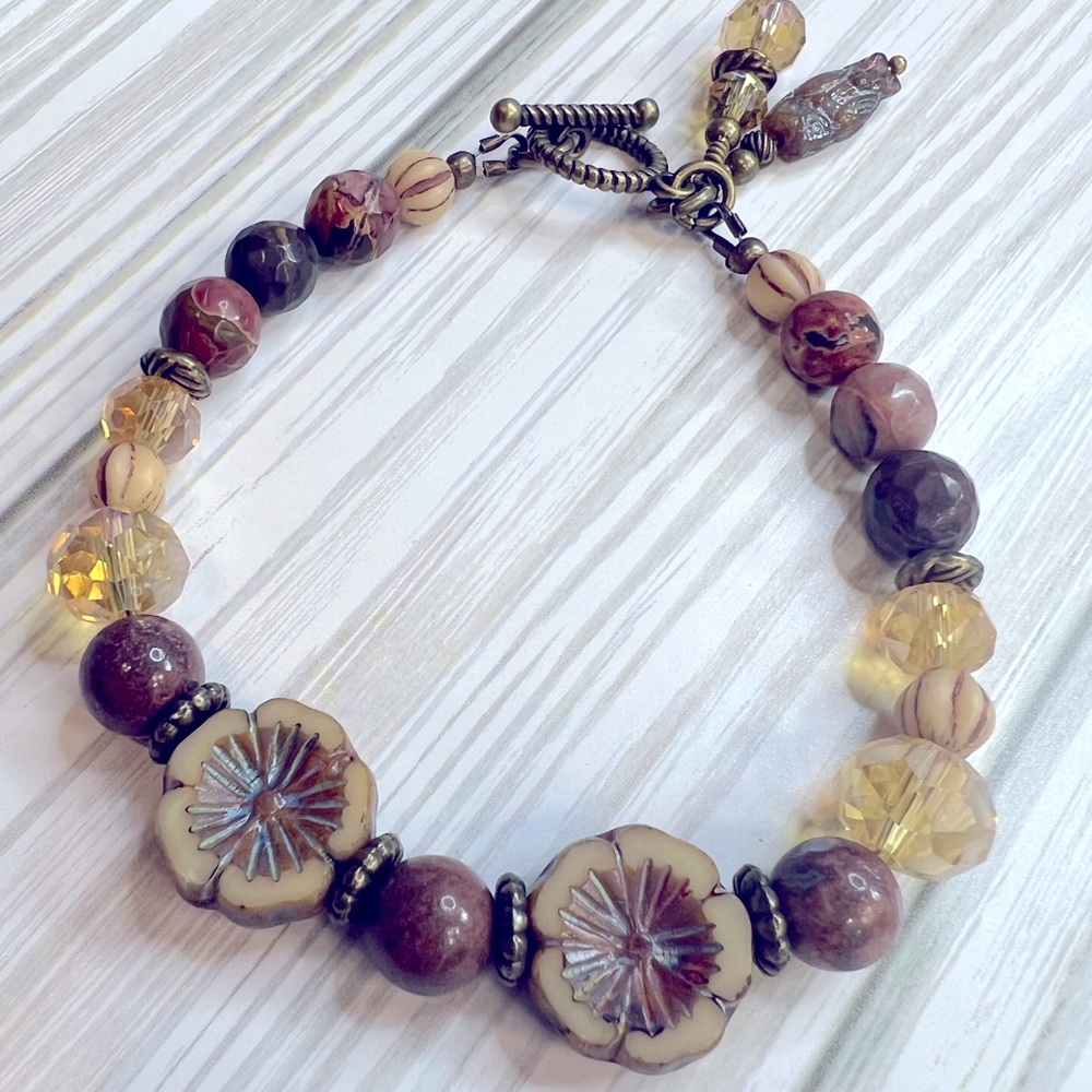 HM100- 7” Handmade Bracelet Jasper & Czech glass